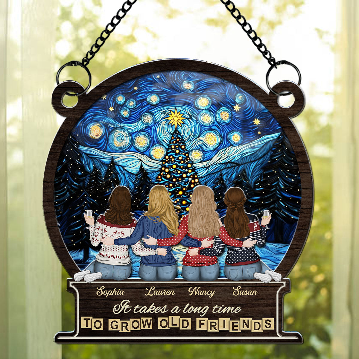 It Takes A Long Time To Grow An Old Friend Christmas - Personalized Custom Suncatcher