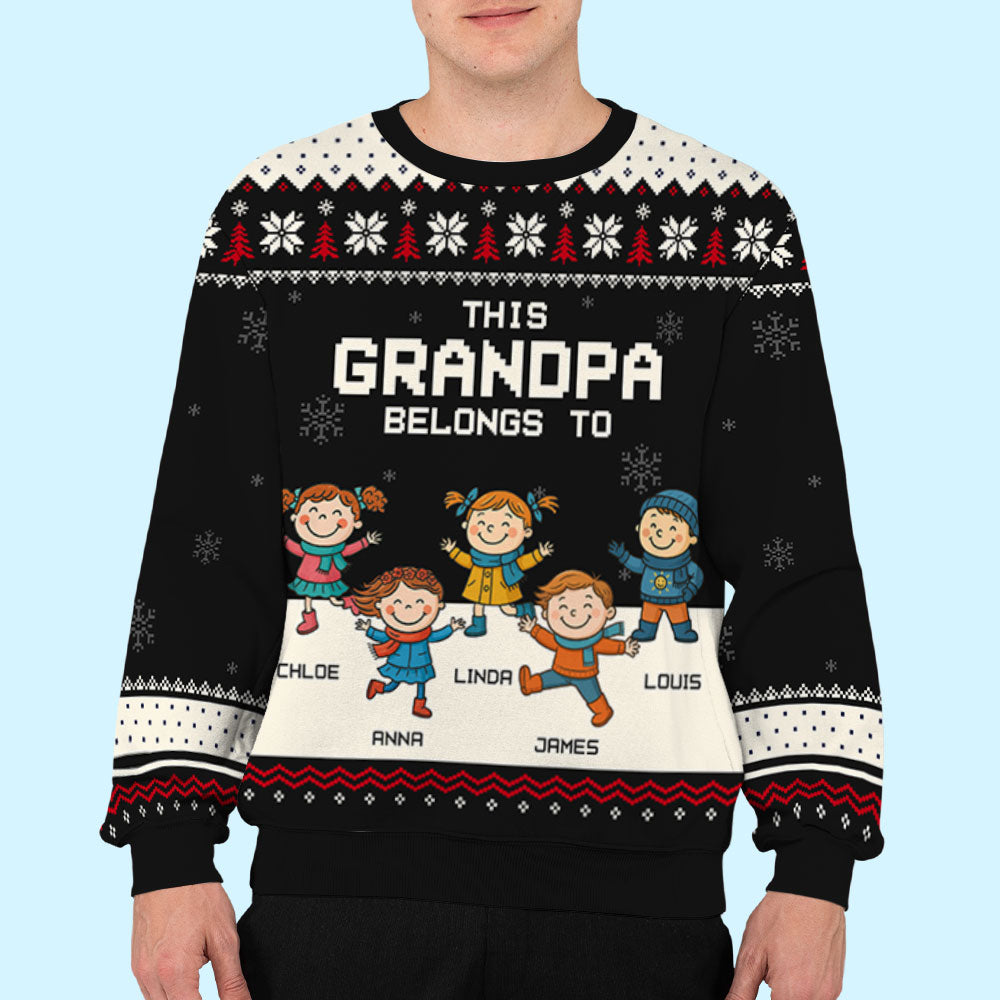 This Grandpa Belongs To  - Personalized Custom All-Over-Print Sweatshirt