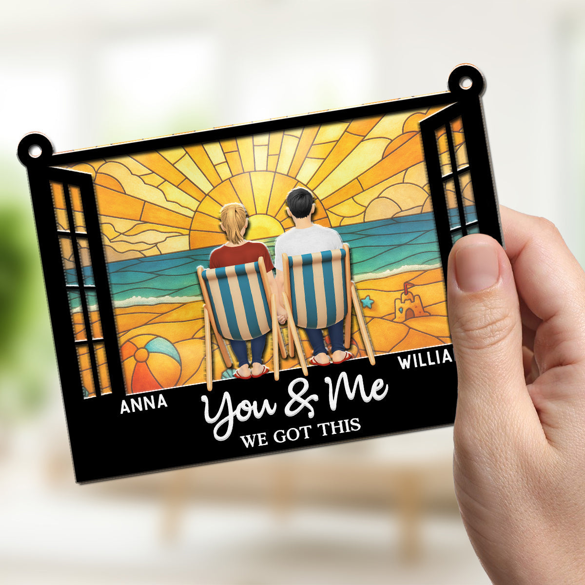 You And Me And The Beach - Personalized Custom Suncatcher