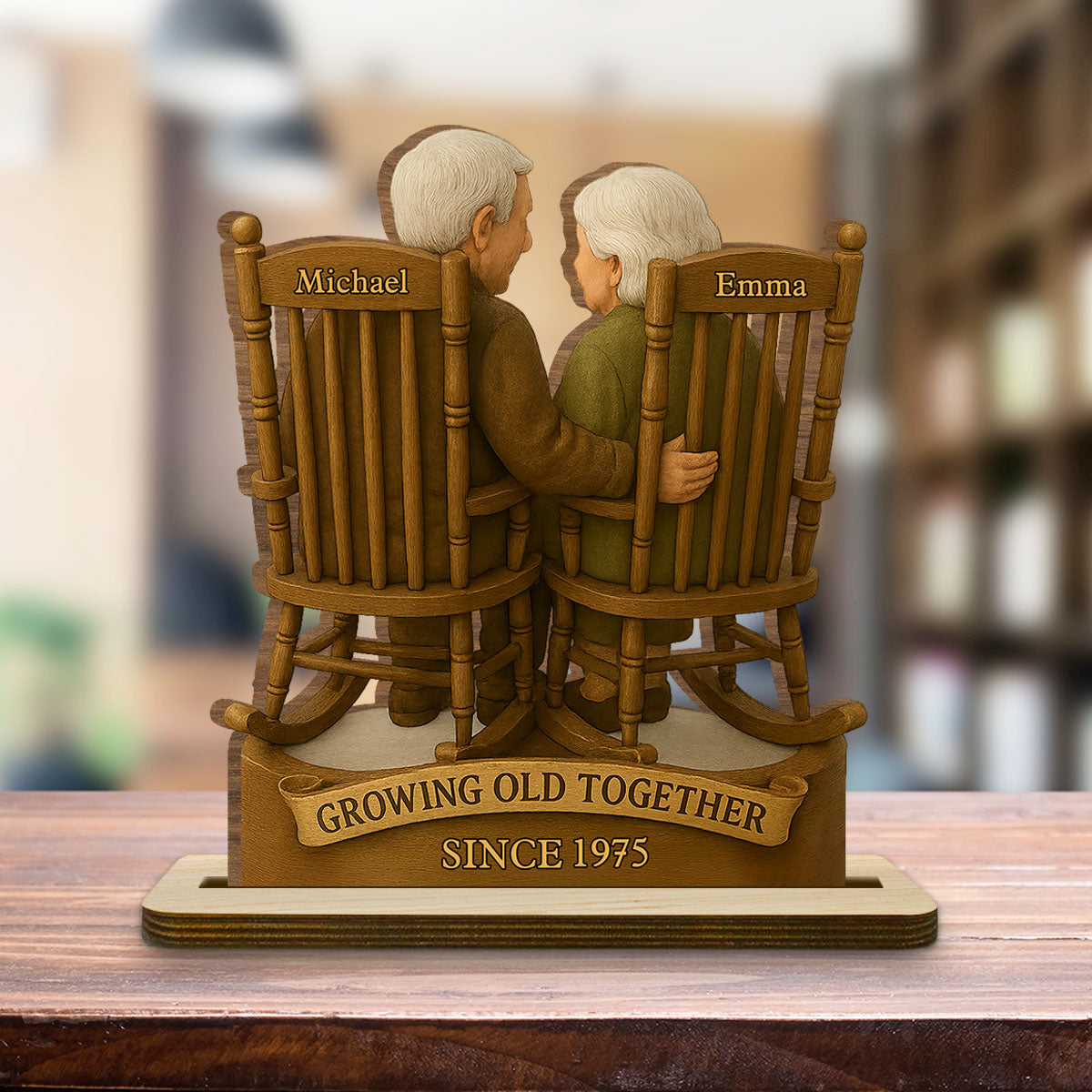 Love That Grows With Time - Personalized Custom 2-Layer Wood Plaque With Flat Base