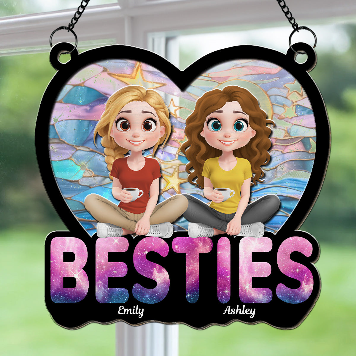 Stars And Moon - Personalized Custom Suncatcher 