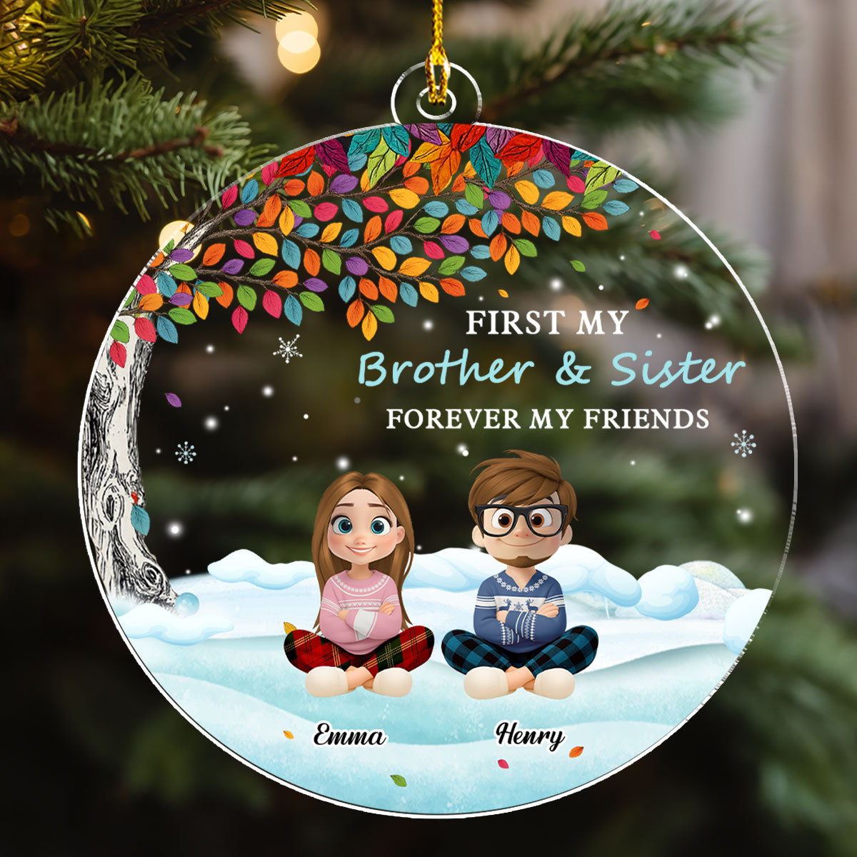 First Family Forever My Friends - Personalized Custom Acrylic Ornament