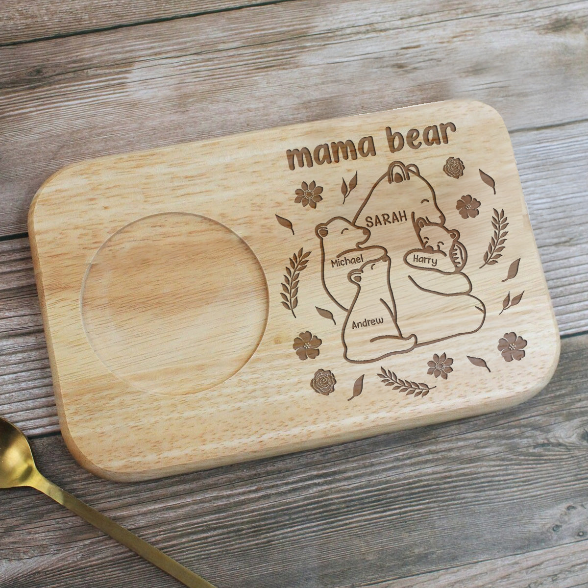 Our Mama Bear - Personalized Custom Wooden Treat Board