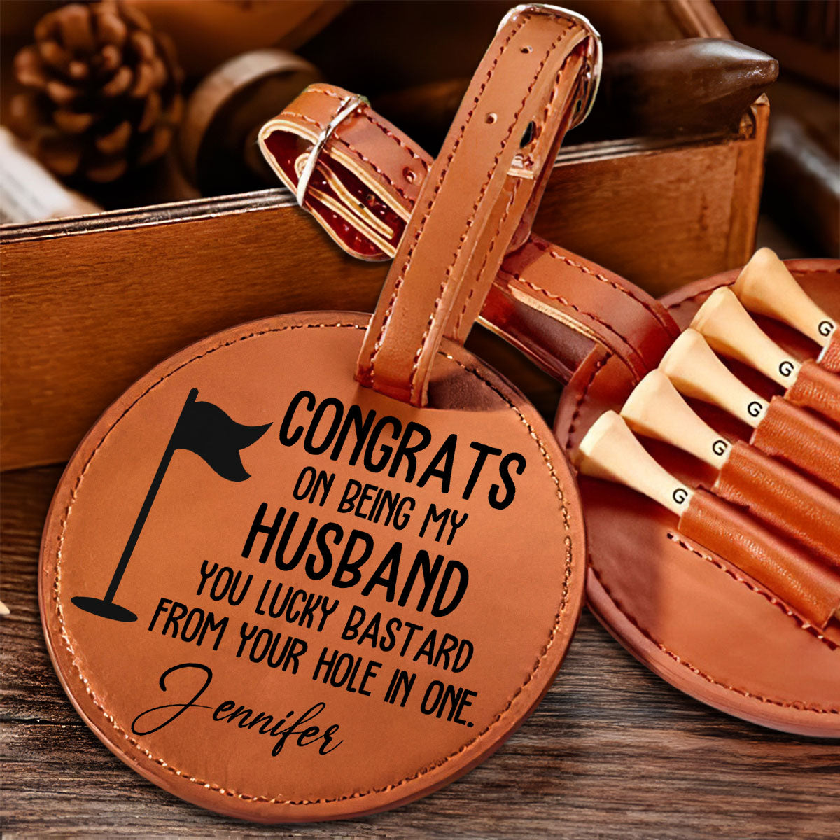 Congrats On Being My Husband - Personalized Custom Golf Tee Bag