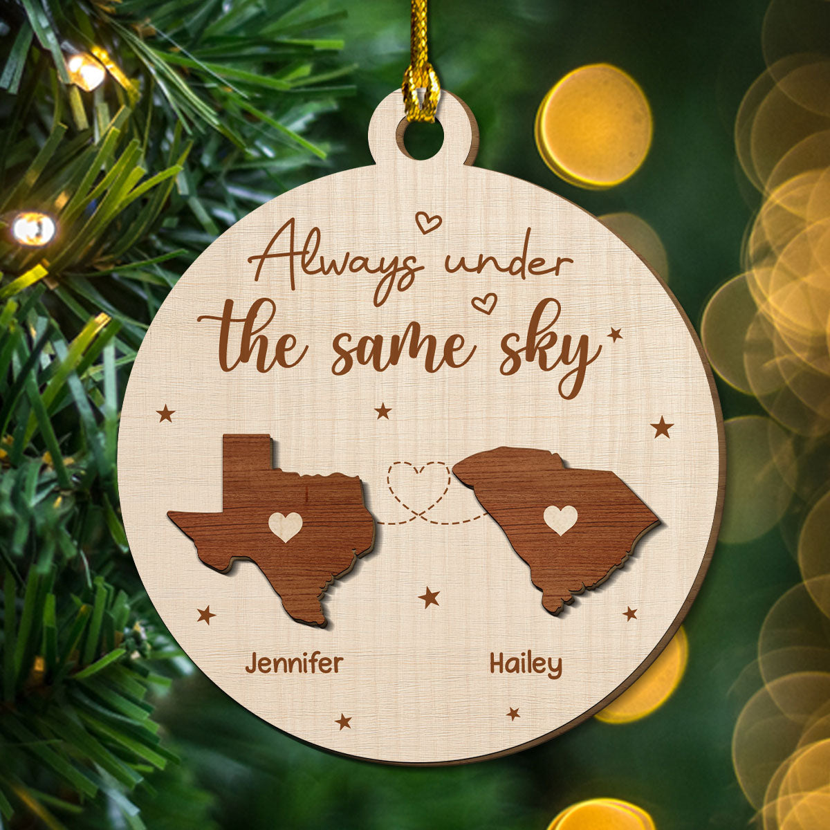 Always Under The Same Sky - Personalized Custom Freeshape 2-Layered Wood Ornament