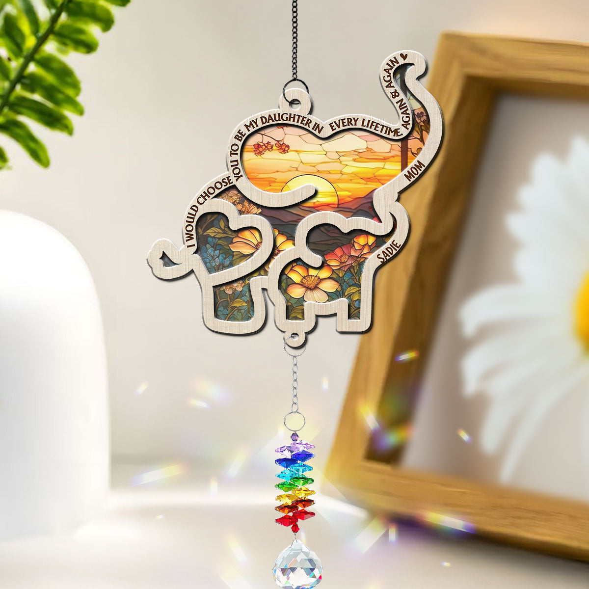 Always Choose You - Personalized Custom Suncatcher With Crystal Rainbow Charm
