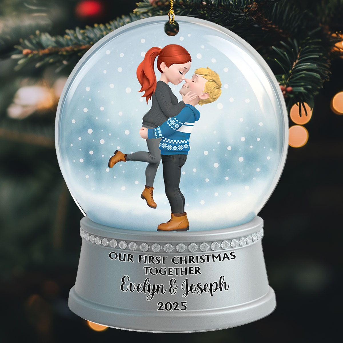 Couple Snowball - Personalized Custom Acrylic Ornament
