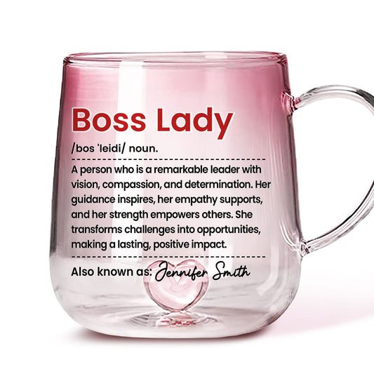 Boss Lady - Personalized Custom Pink Gradient Glass Mug