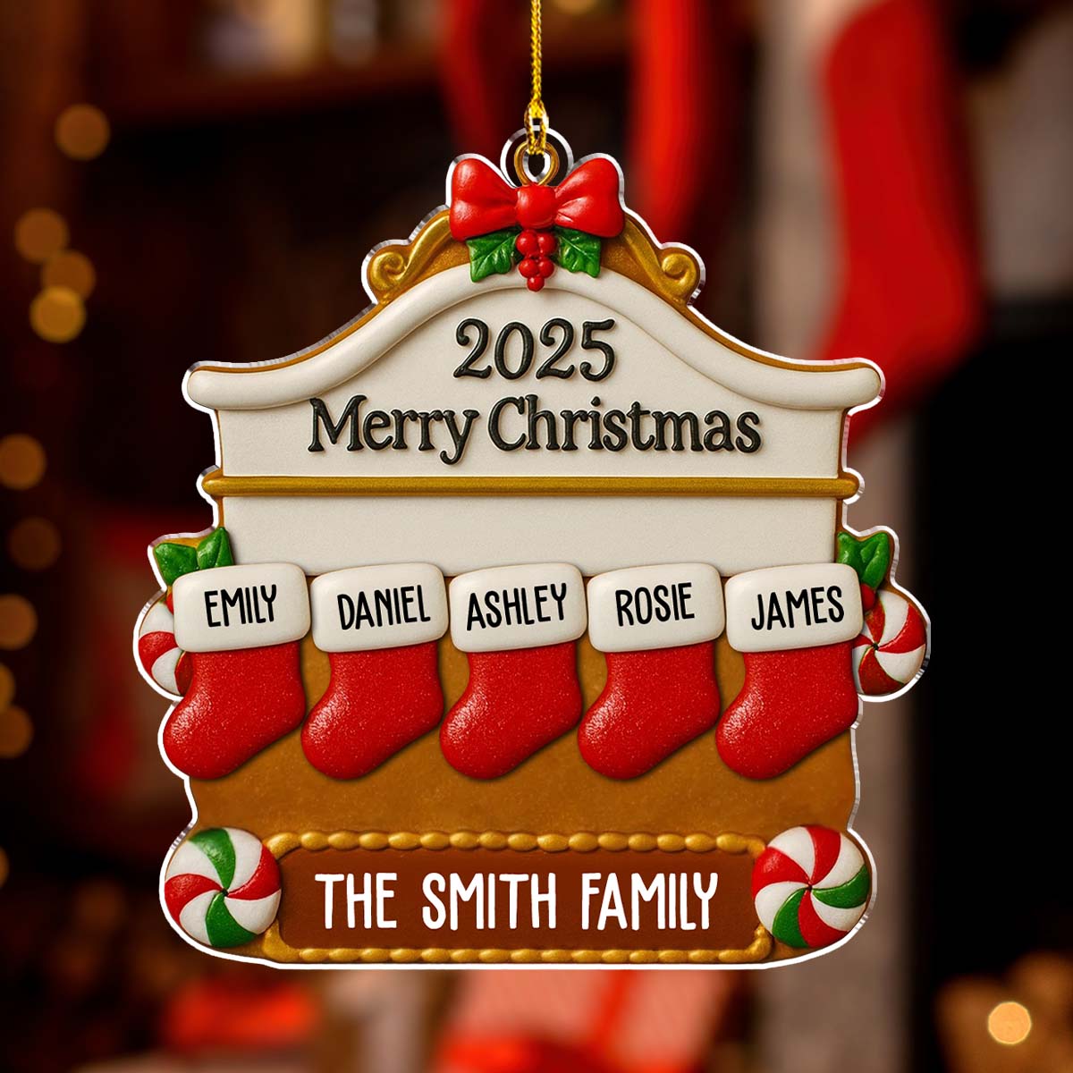 Christmas Family Stocking - Personalized Custom Acrylic Ornament