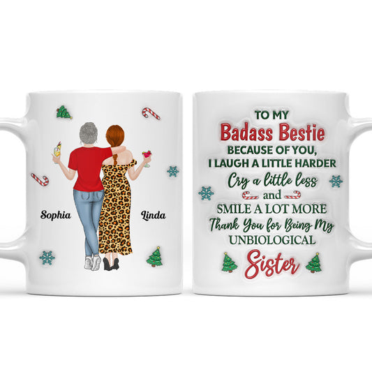 Because Of You I Laugh A Little Harder Christmas - Personalized Custom 3D Inflated Effect Mug