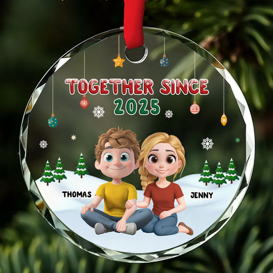 Together In Christmas - Personalized Custom Glass Ornament