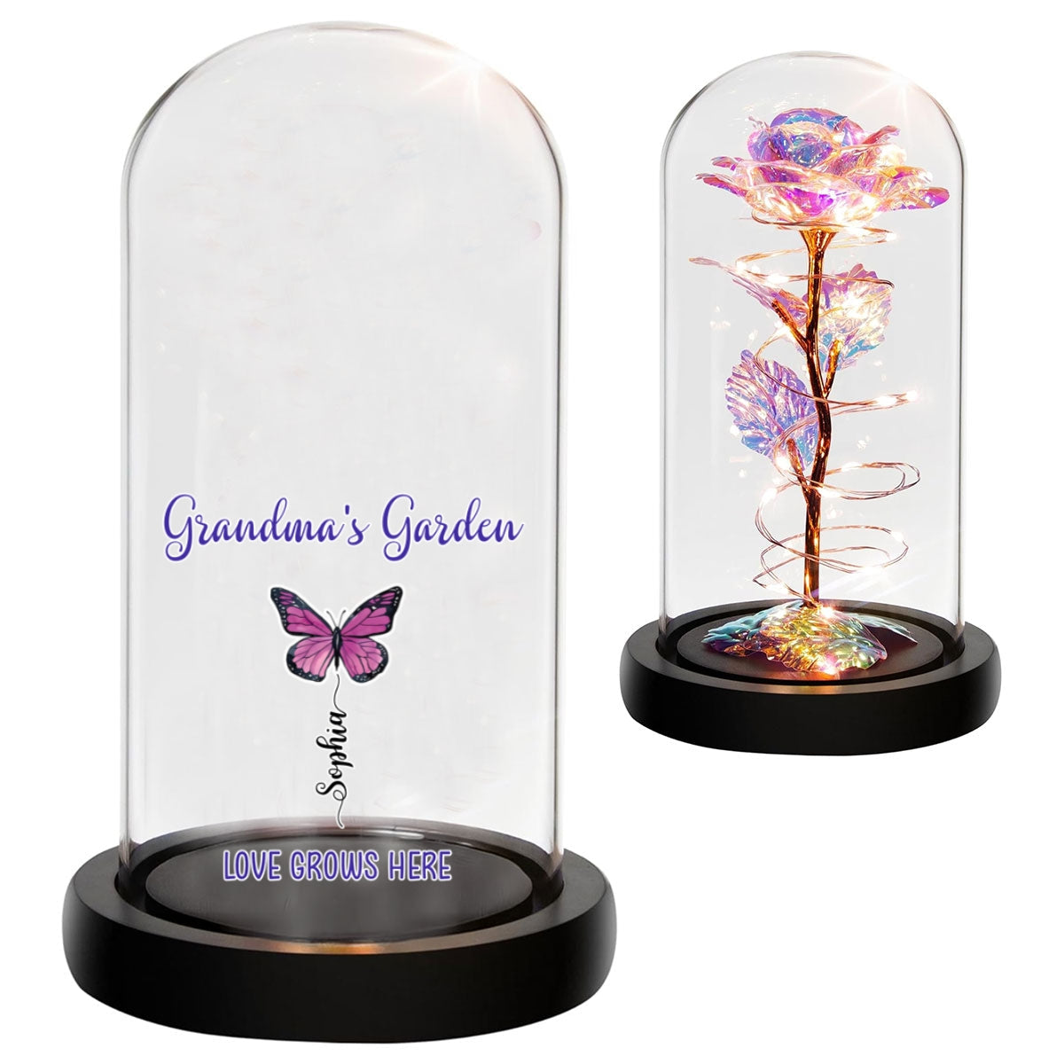 Love Grows Here - Personalized Custom Sparkly Rose