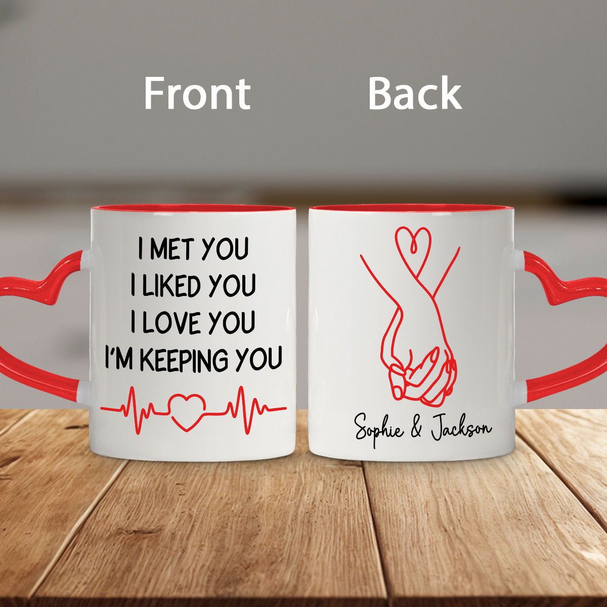 Keeping You - Personalized Custom Heart Handle Mug