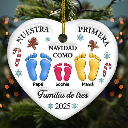 Nuestra Primera Navidad â€?Adorno de Cerámica Personalizado con Efecto 3D