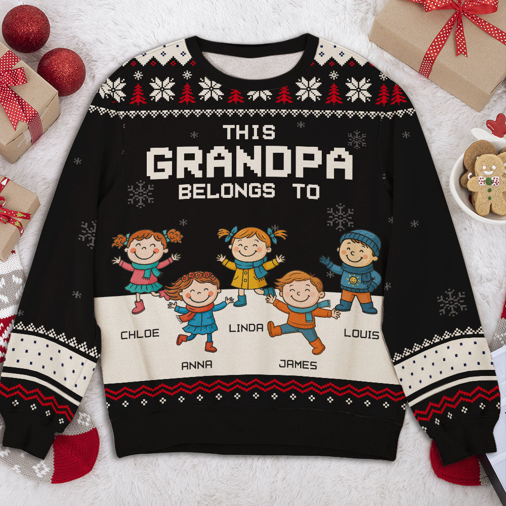 This Grandpa Belongs To  - Personalized Custom All-Over-Print Sweatshirt