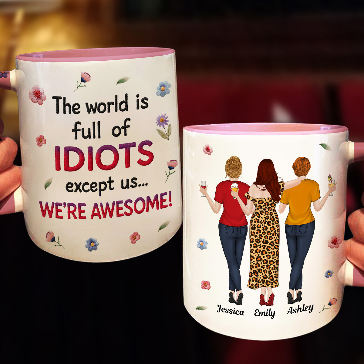 Awesome Besties - Personalized Custom Accent Mug