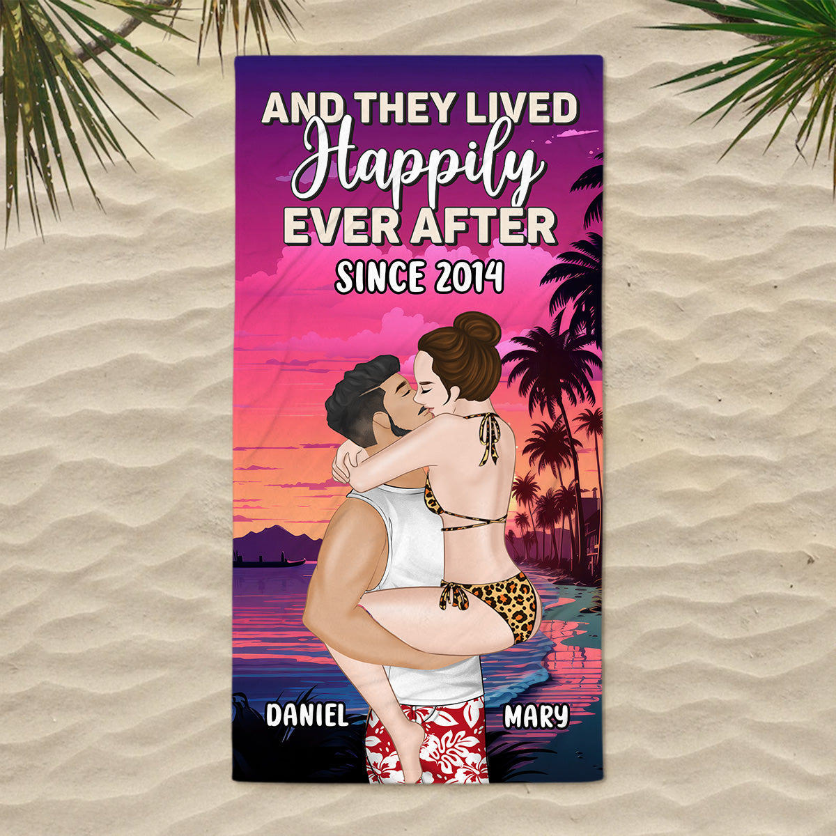 And They Lived Happily Ever After - Personalized Custom Beach Towel