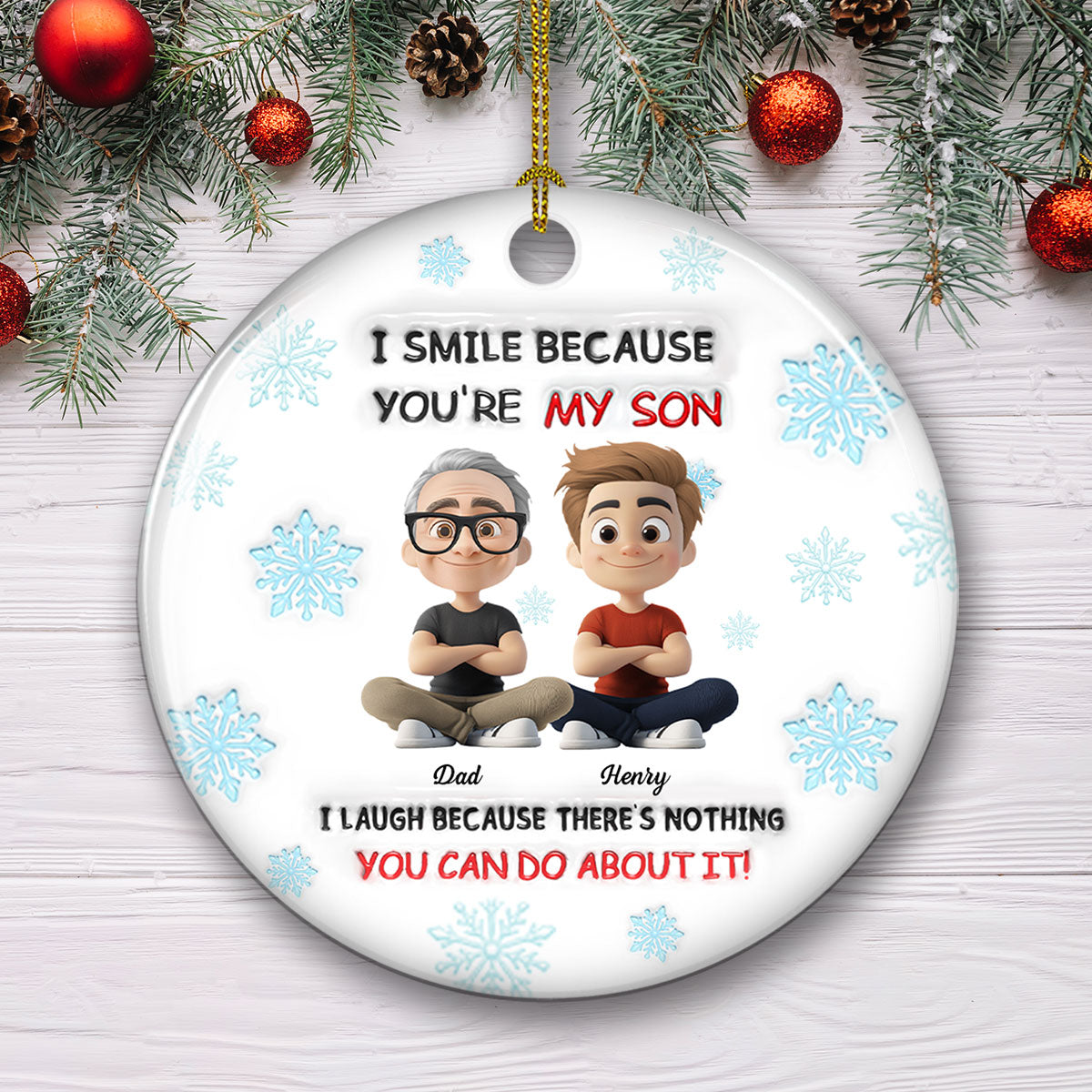 For Son - Personalized Custom 3D Inflated Effect Ceramic Ornament