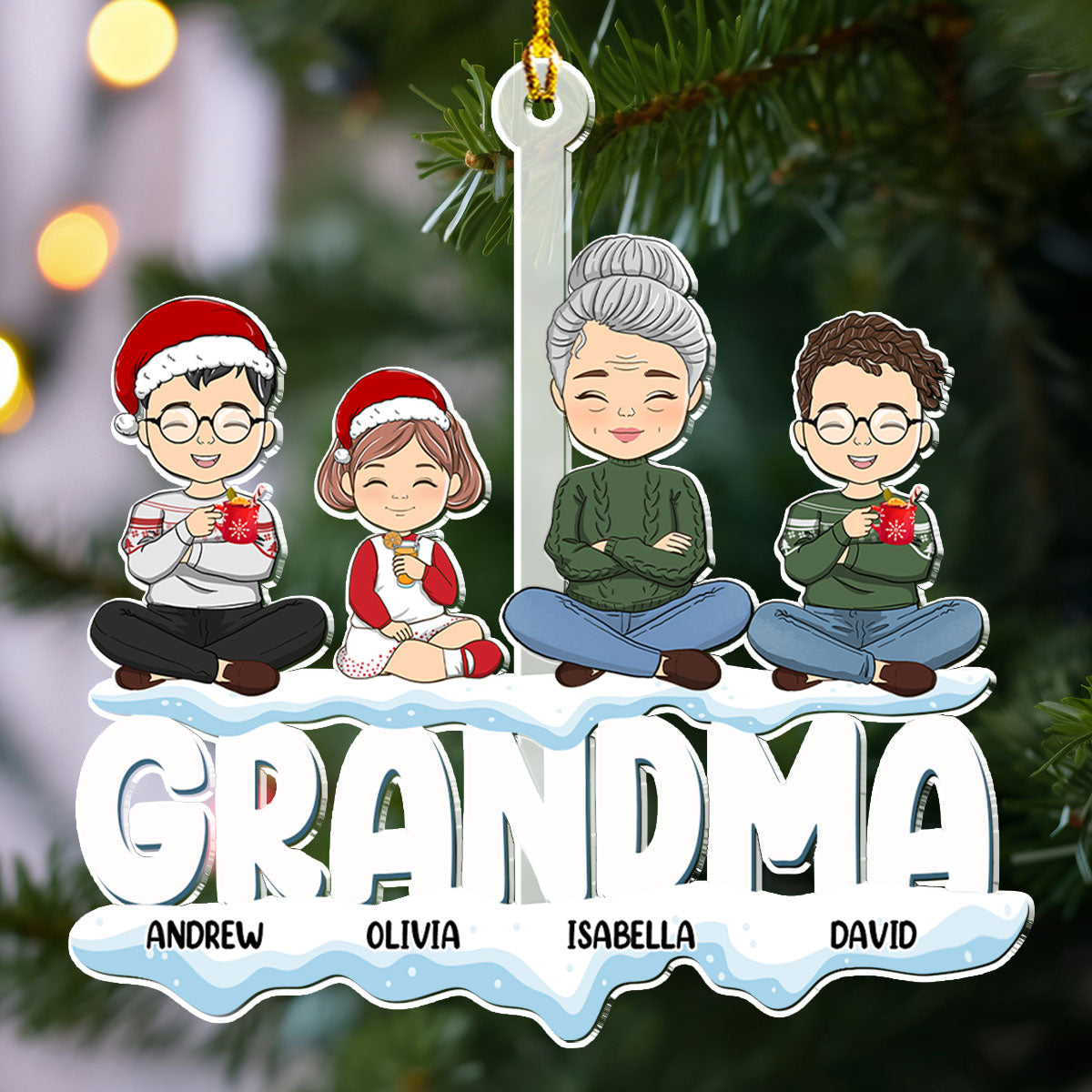 Grandparents And Kids - Personalized Custom Acrylic Ornament
