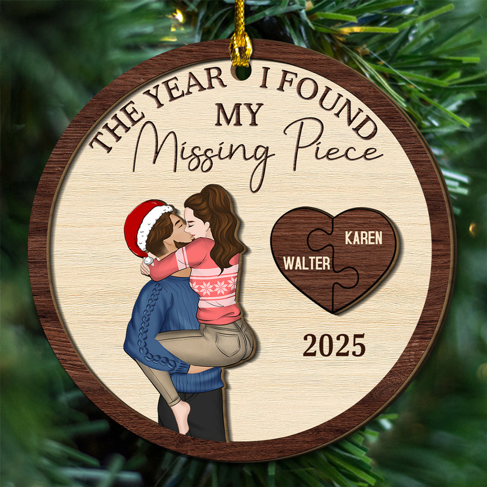 I Found My Missing Piece - Personalized Custom Freeshape 2-Layered Wood Ornament