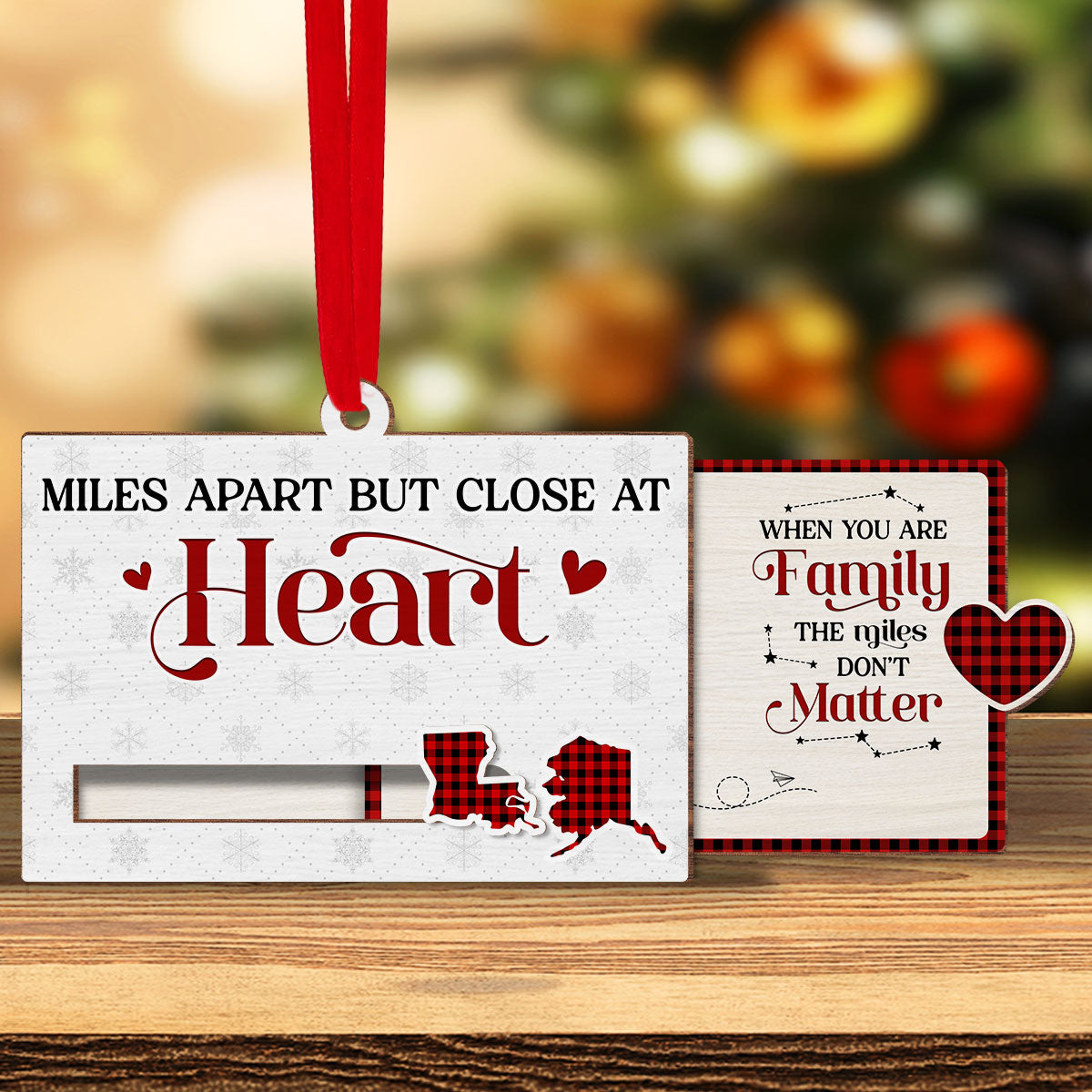 Miles Apart But Close At Heart - Personalized Custom Slide Ornament