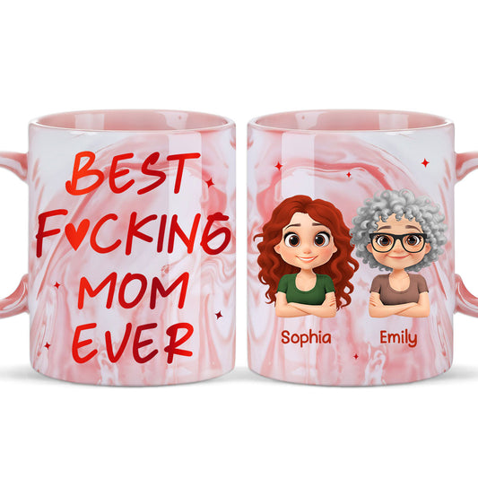 Best Mom - Personalized Custom Pink Marble Mug