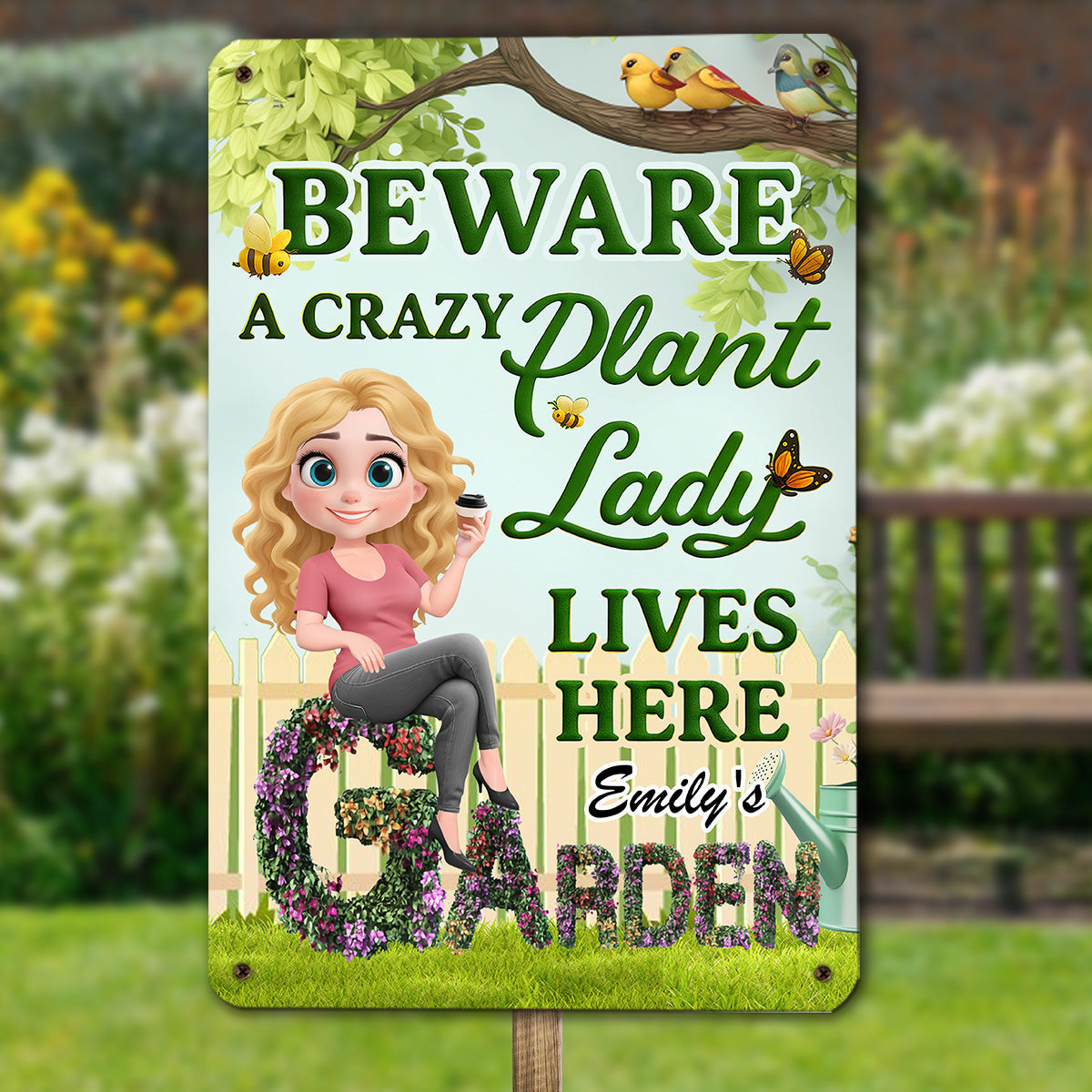 Crazy Plant Lady Garden - Personalized Custom Metal Sign