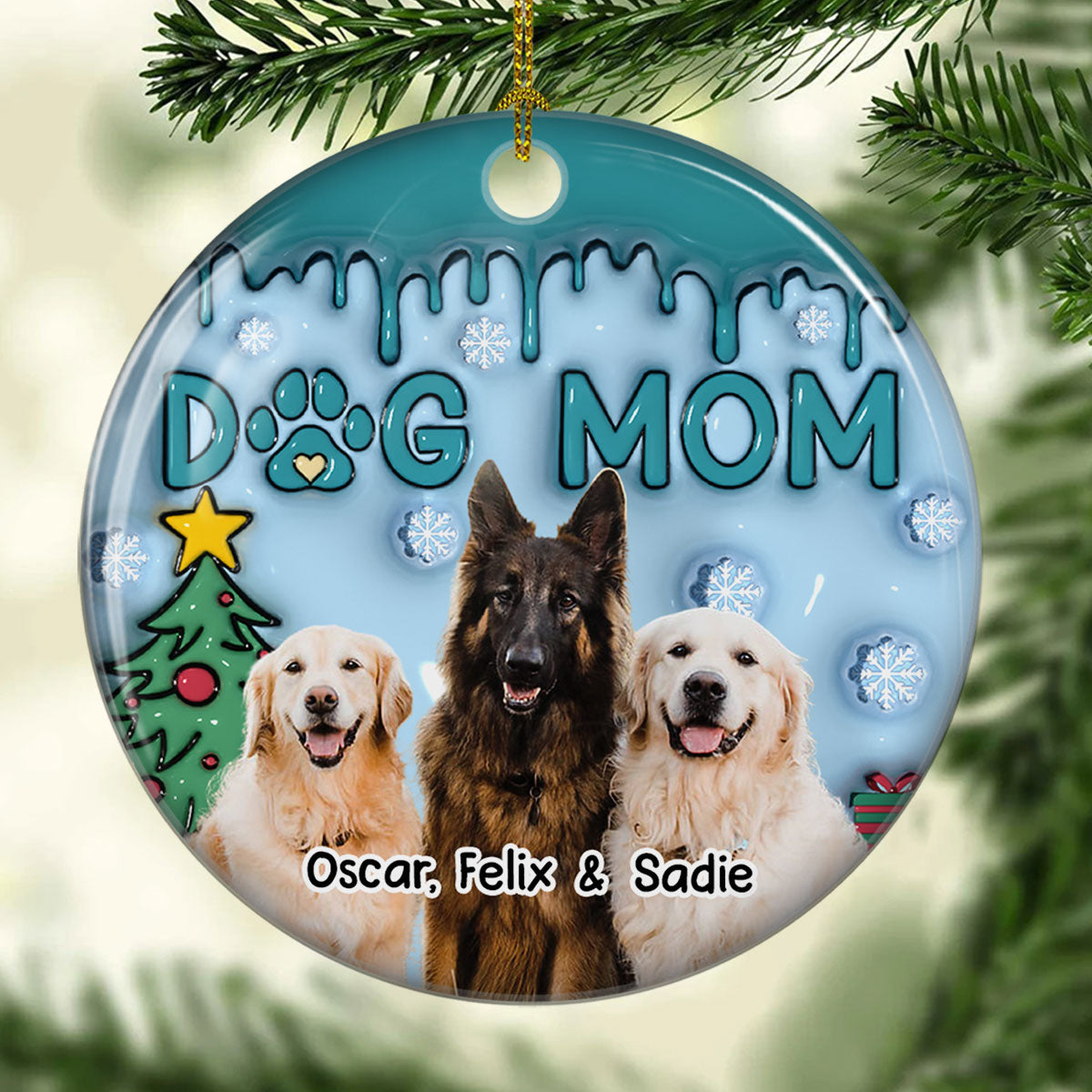 Me And Lovely Dog Photo - Personalized Custom 3D Inflated Effect Ceramic Ornament