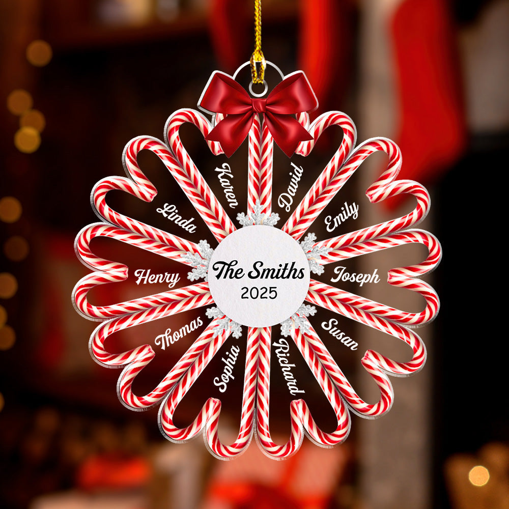 Family Candy Cane - Personalized Custom Acrylic Ornament