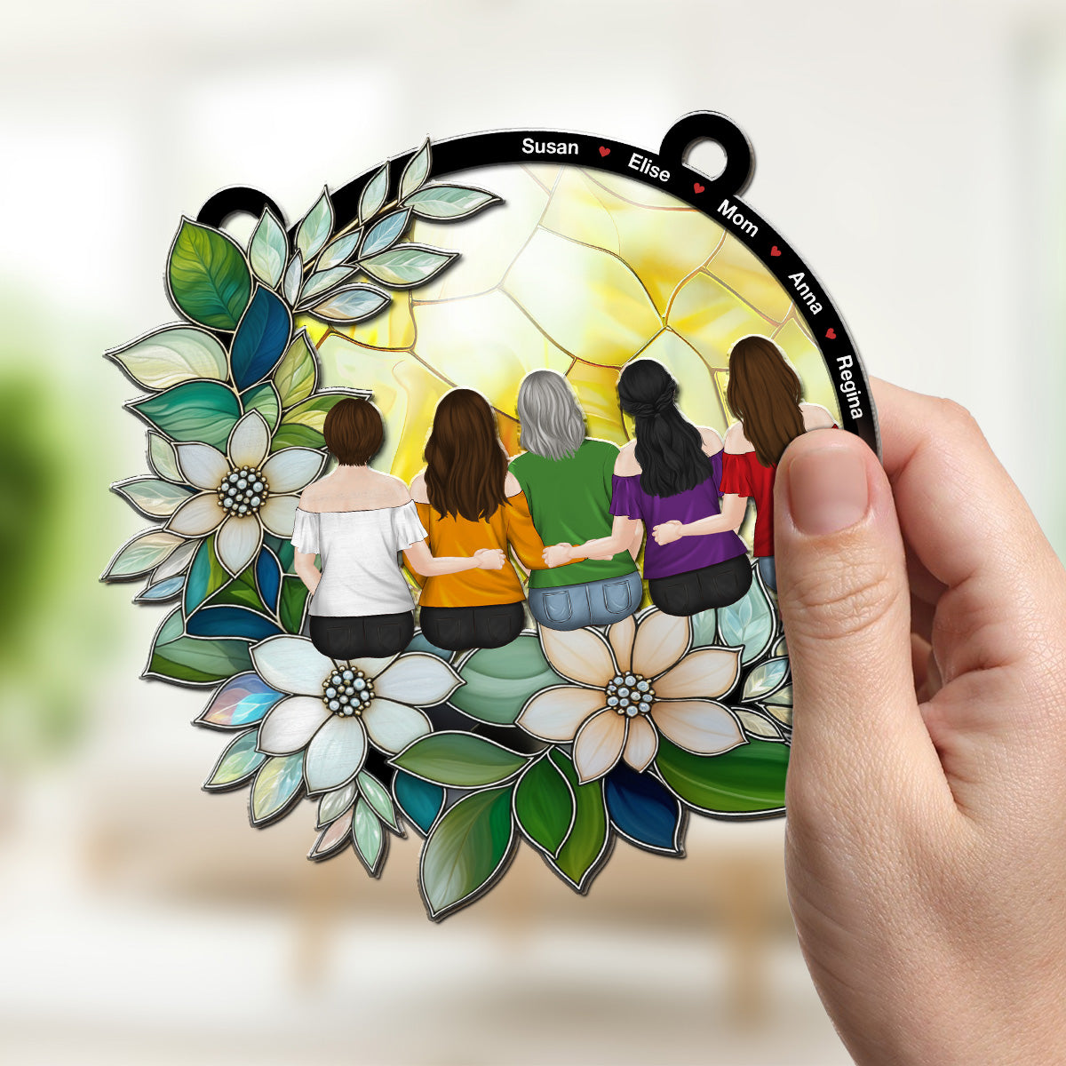 Mother And Daughter Always Connected - Personalized Custom Suncatcher