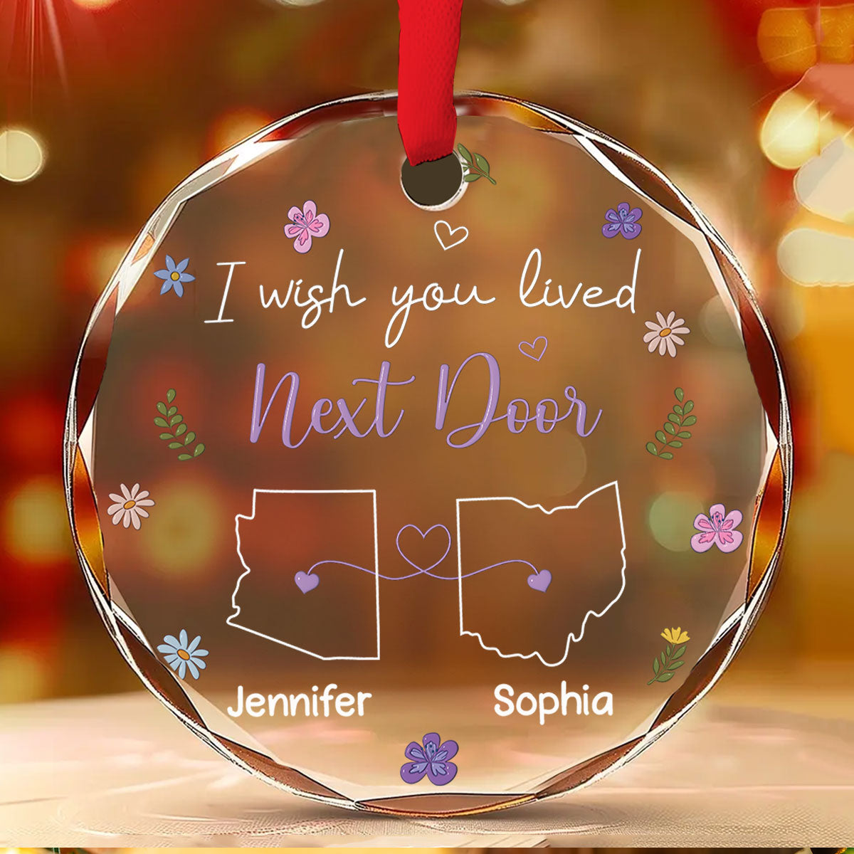 I Wish We Lived Closer - Personalized Custom Glass Ornament