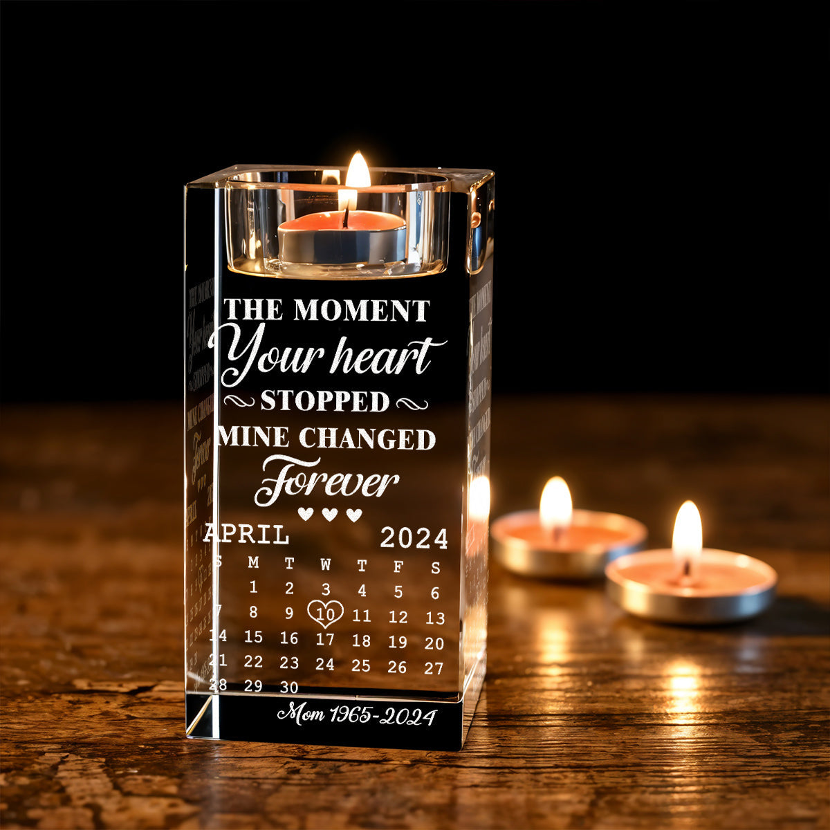 The Moment - Personalized Custom Engraved Crystal Candle Holder
