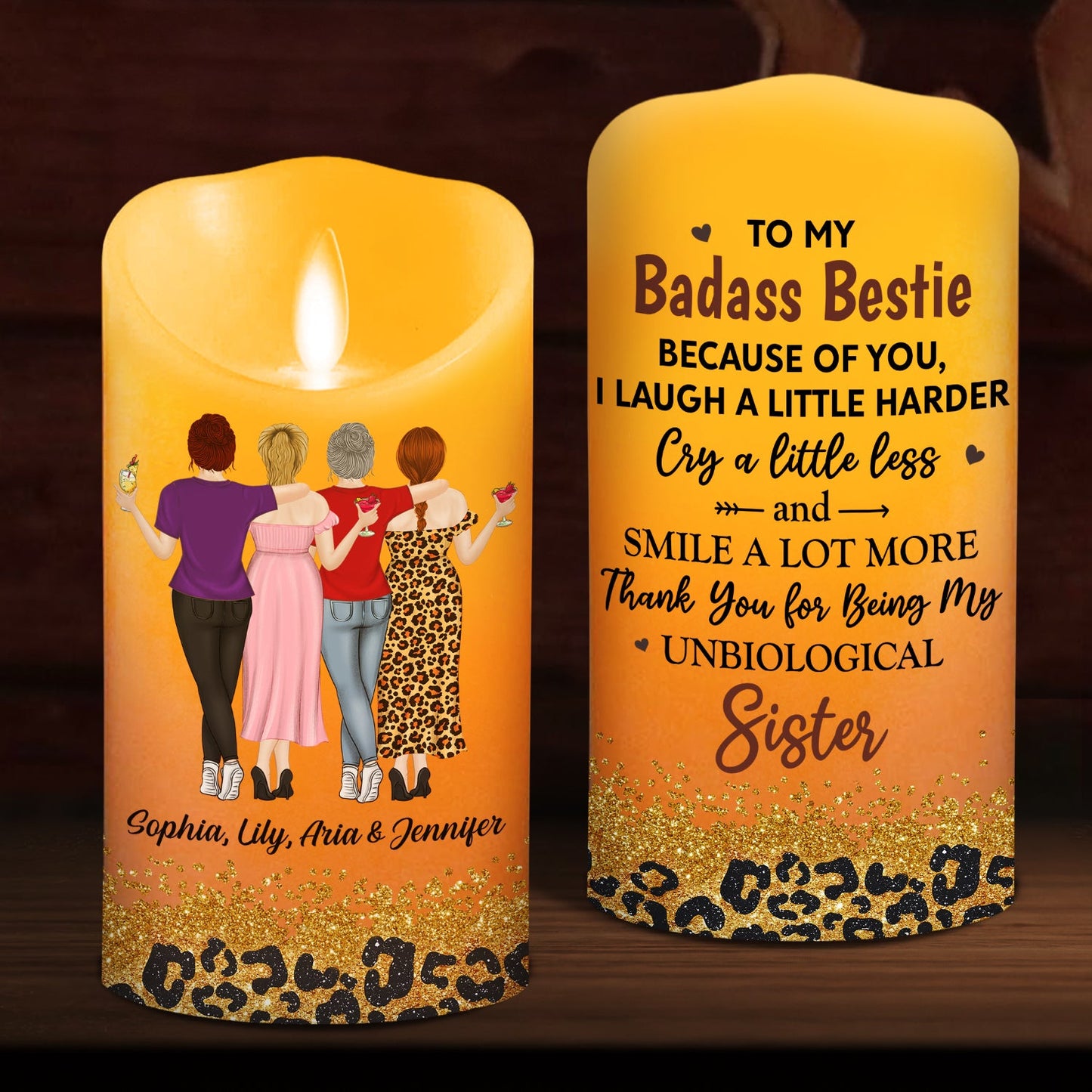 Because Of You I Laugh A Little Harder - Personalized Custom LED Candle