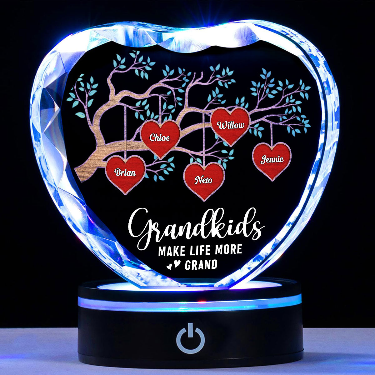 Grandkids Make Life More Grand - Personalized Custom Crystal Led Light