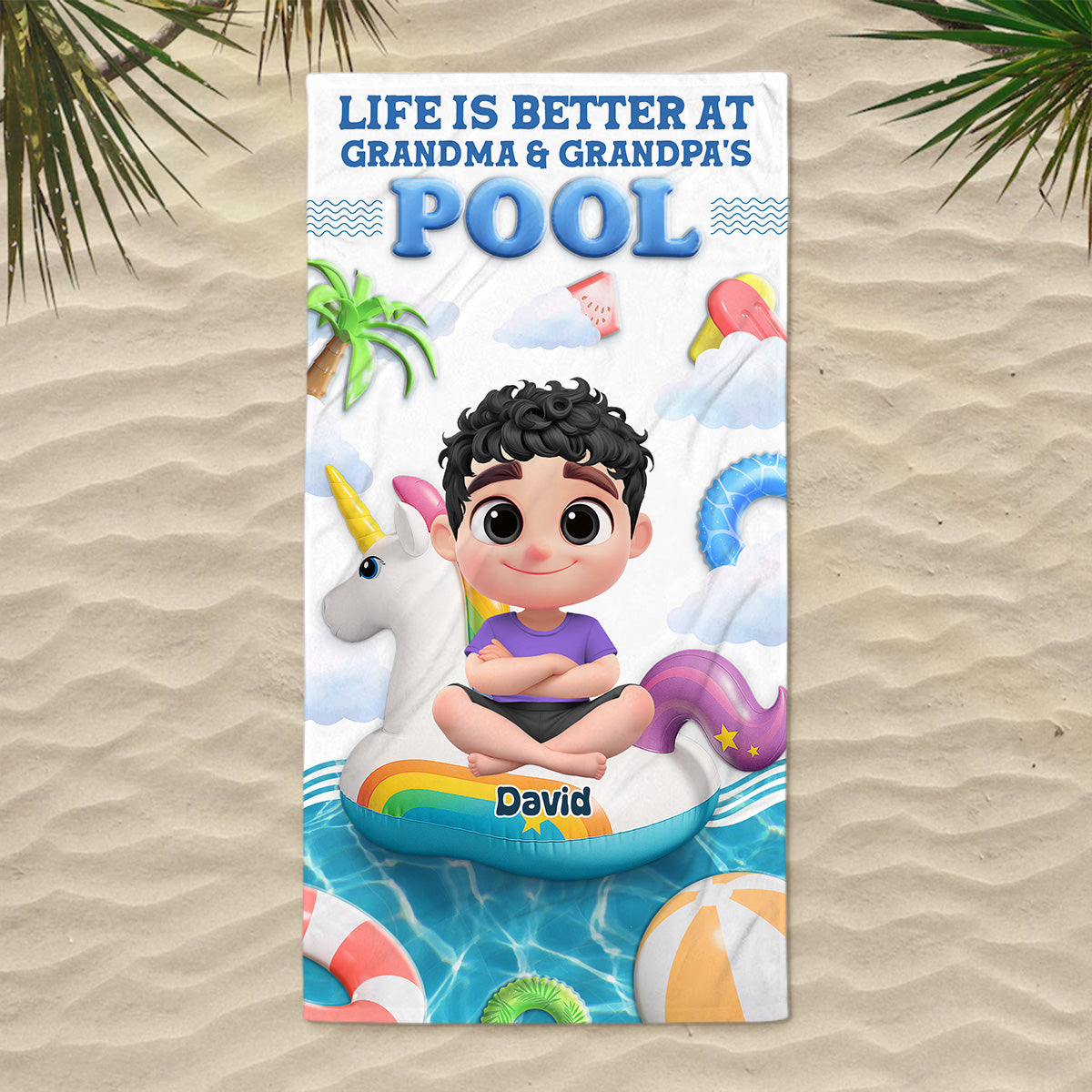 Dive Into Happiness - Personalized Custom Beach Towel