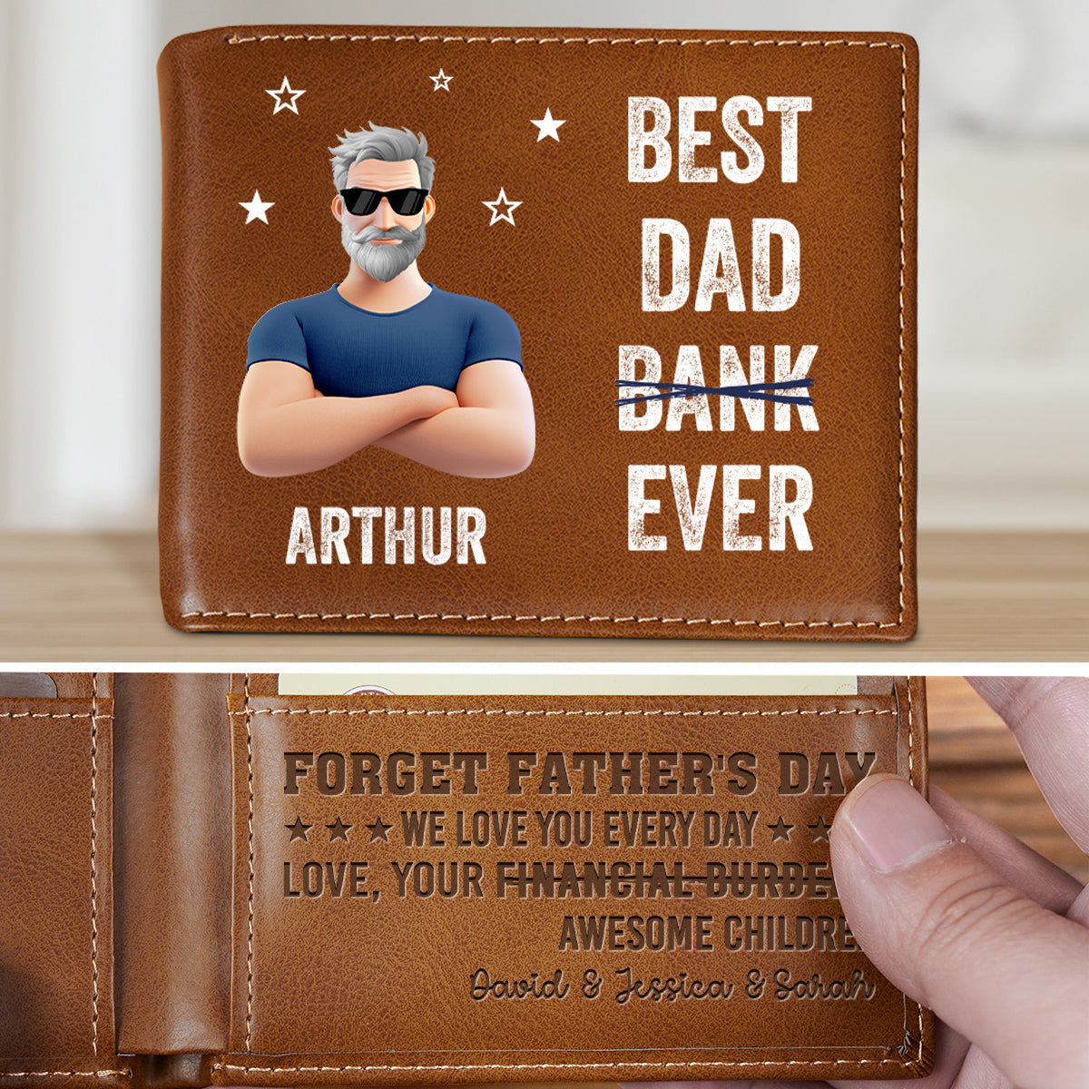 Best Dad Ever - Personalized Custom Printed Men Leather Wallet