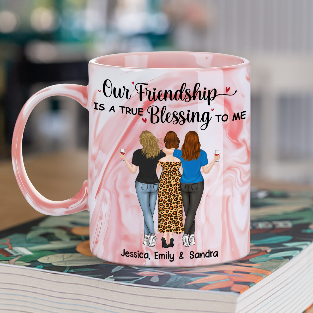 Our Friendship - Personalized Custom Pink Marble Mug