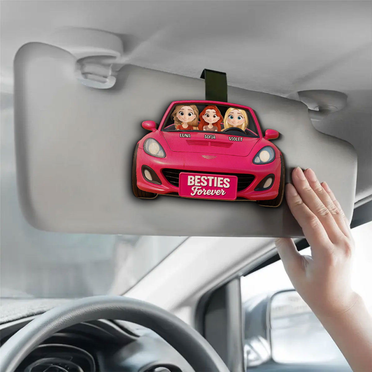 Bestie Drive Together - Personalized Custom Car Visor Clip