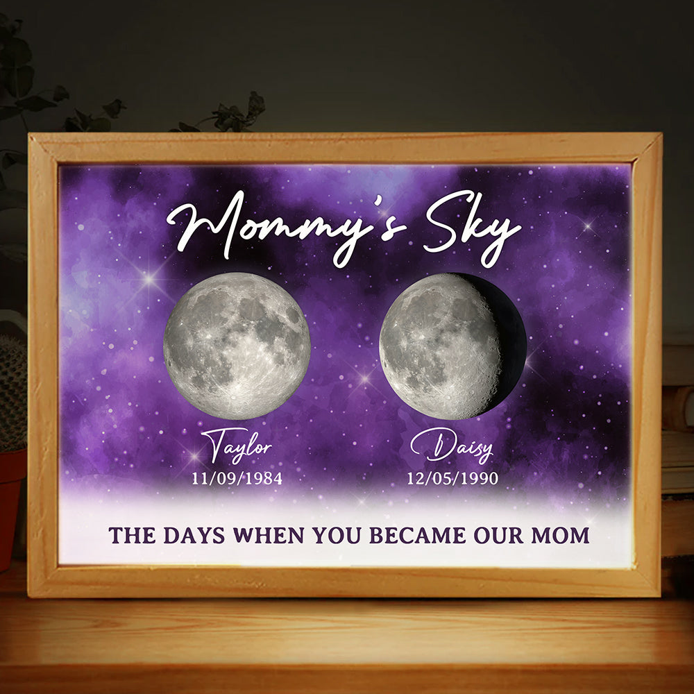 The Moon When You Become Mom - Personalized Custom Frame Light Box