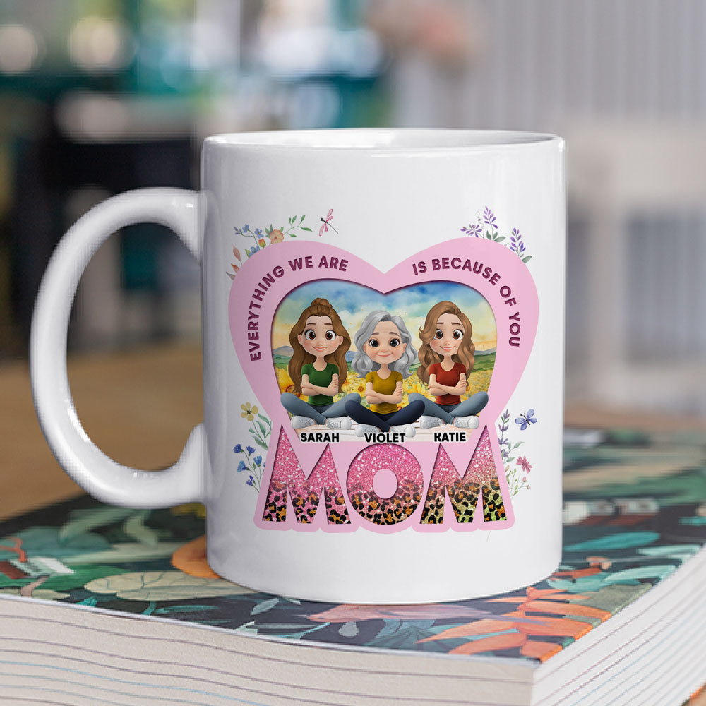 Because Of You Mom - Personalized Custom Coffee Mug