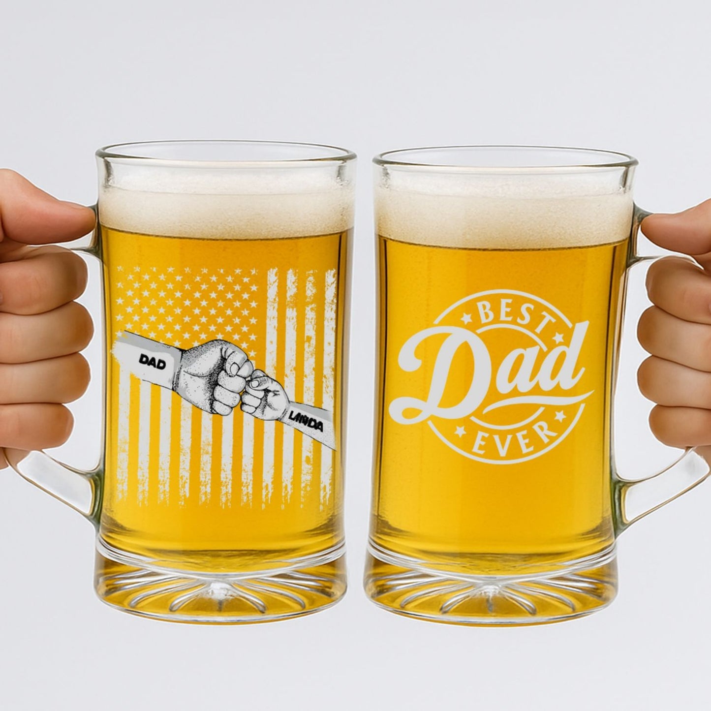 Best Dad Ever - Personalized Custom Beer Glass With Handle