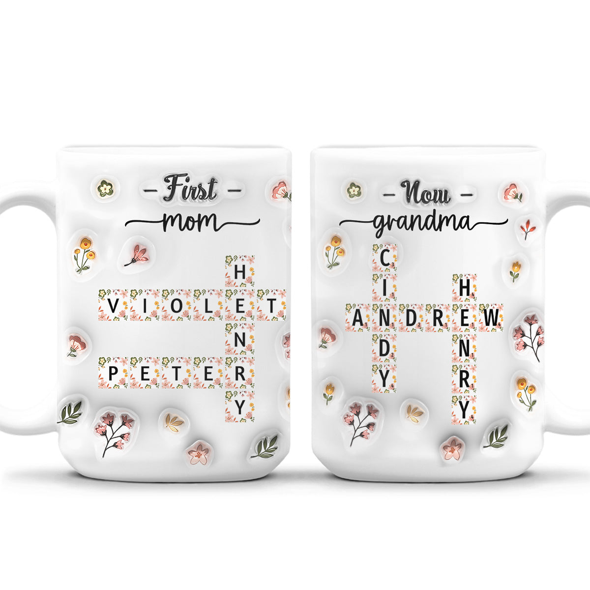 First Mom Now Nana Flower - Personalized Custom 3D Inflated Effect Coffee Mug