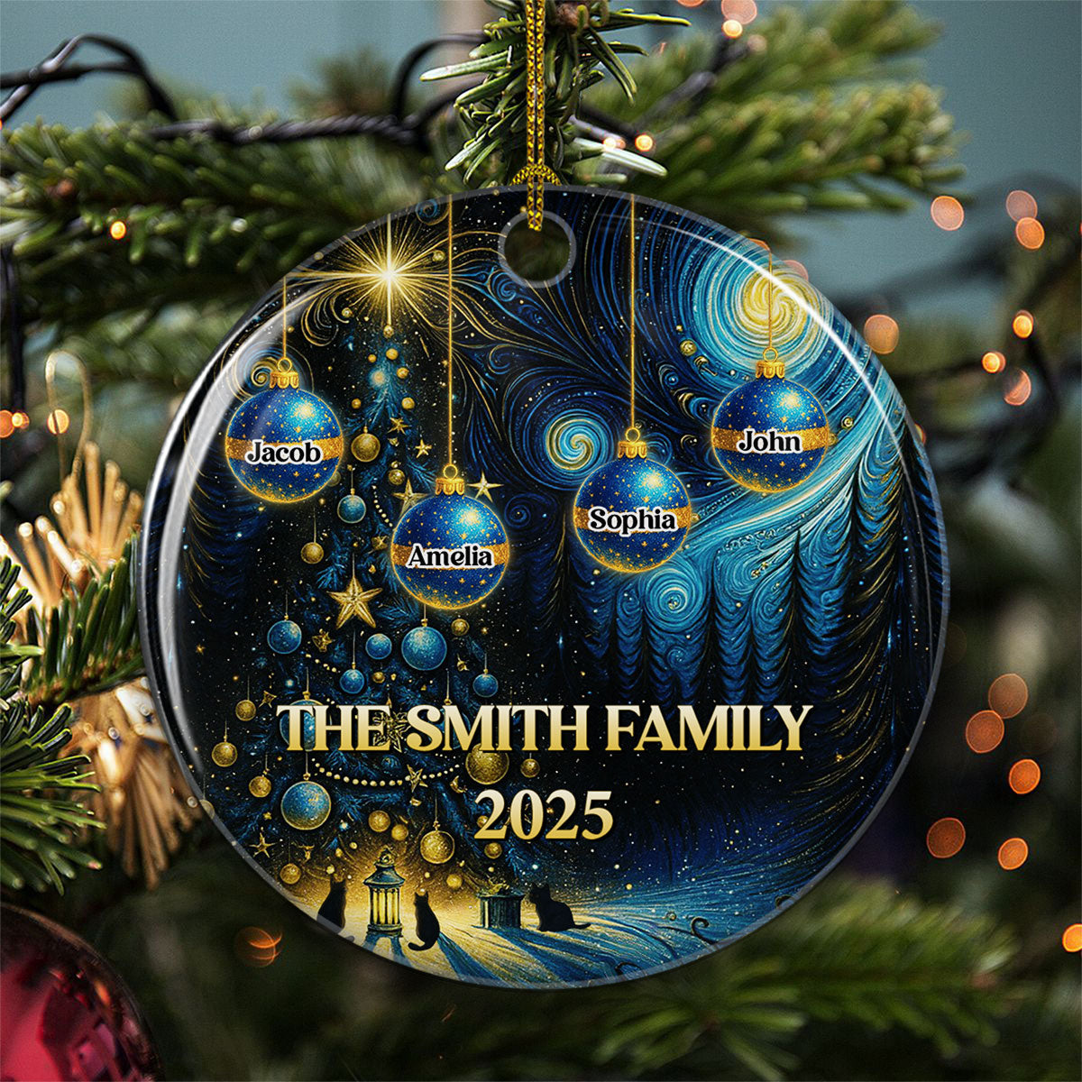 Family Together 2025 - Personalized Custom Ceramic Ornament