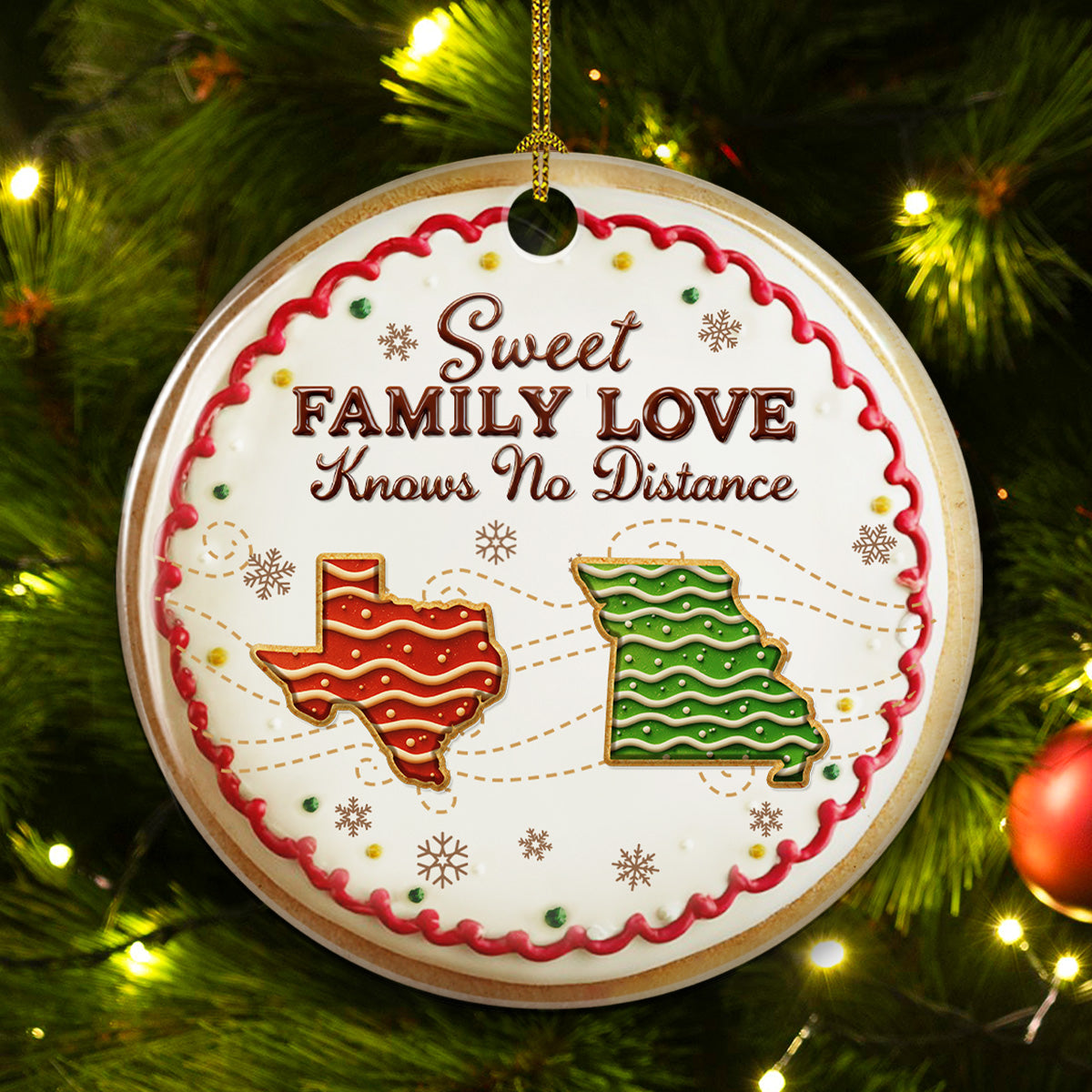 Sweet Family Love - Personalized Custom 3D Effect Ceramic Ornament