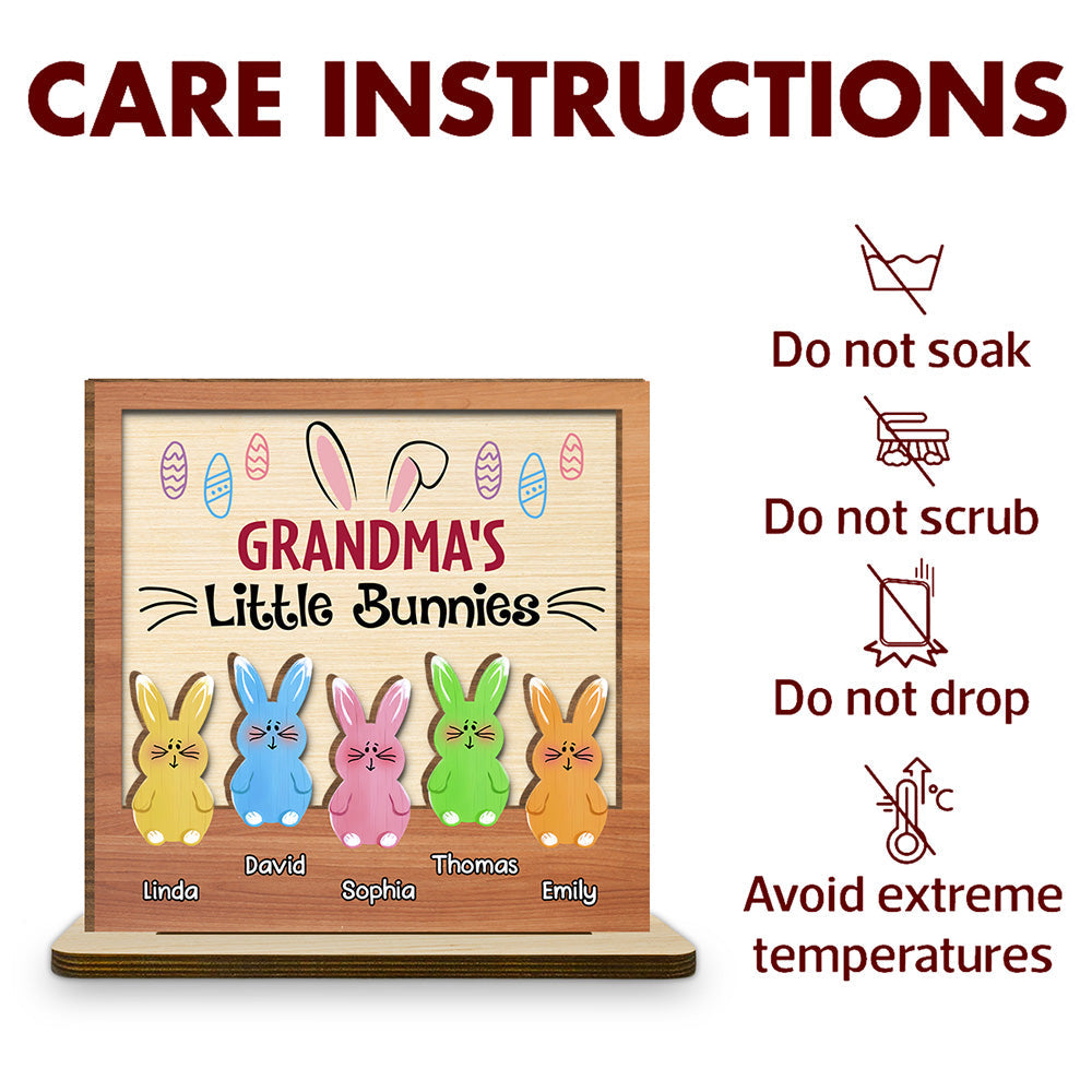 Little Bunnies - Personalized Custom 2-Layer Wood Plaque With Flat Base