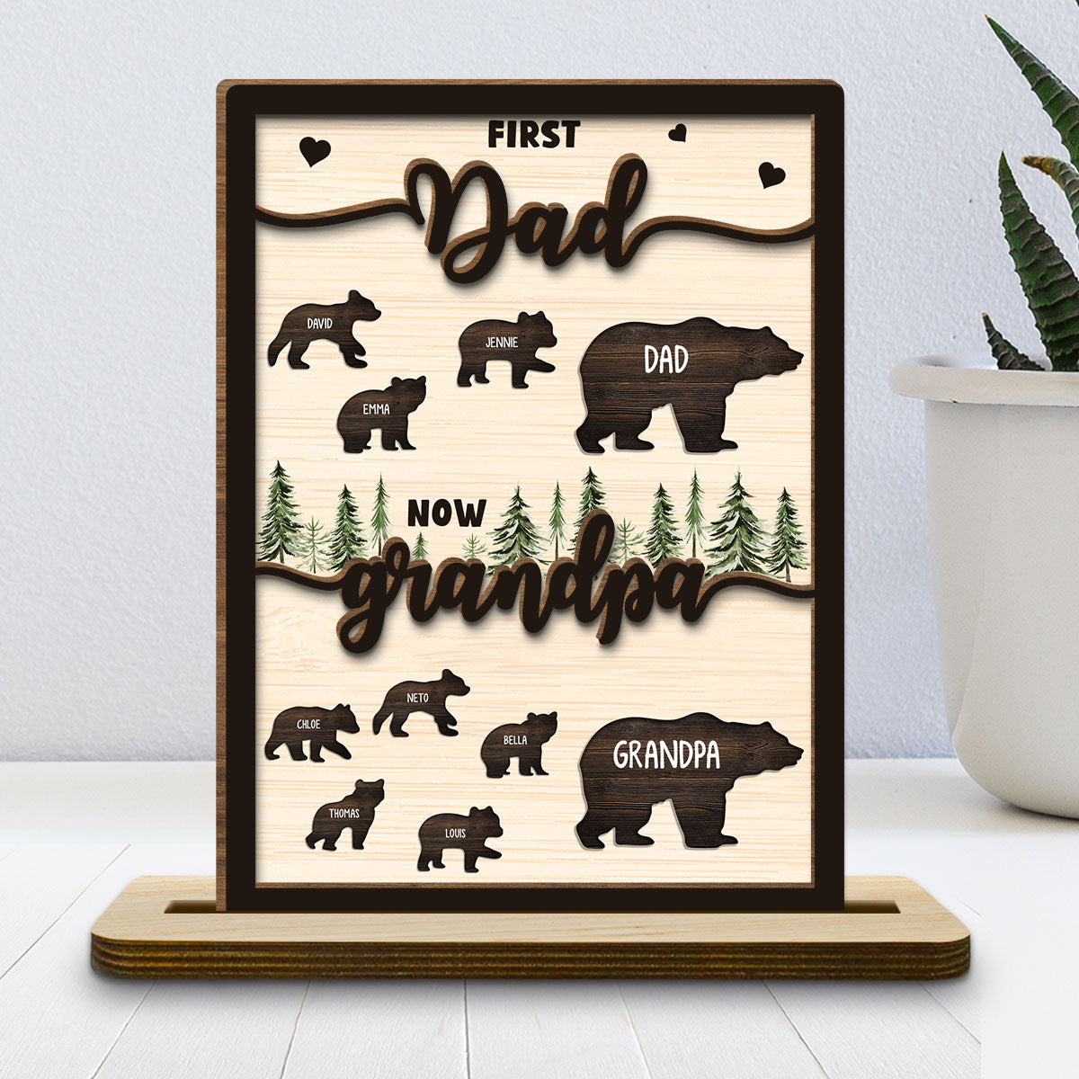 Was Dad Now Called Grandpa  - Personalized Custom 2-Layer Wood Plaque With Flat Base