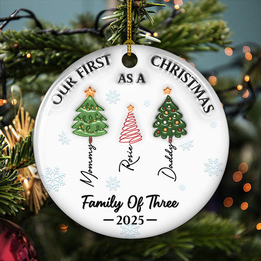 Three Names Of Christmas Tree - Personalized Custom 3D Inflated Effect Ceramic Ornament