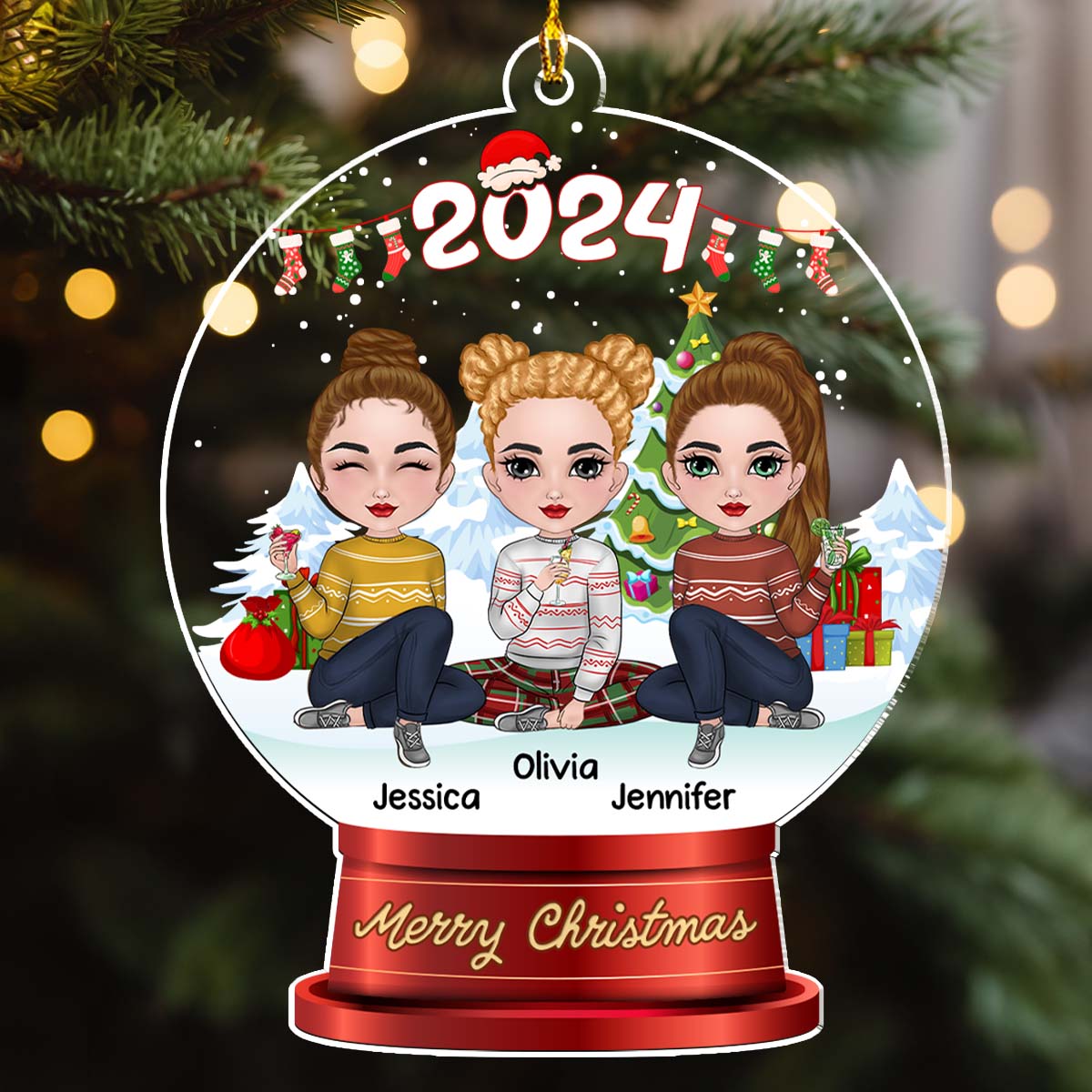 Merry Christmas My Besties - Personalized Custom Acrylic Ornament