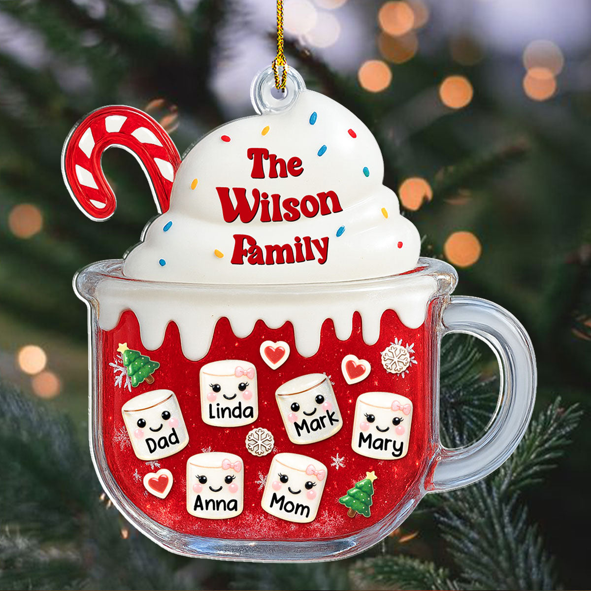 Cozy Cocoa Family - Personalized Custom Acrylic Ornament