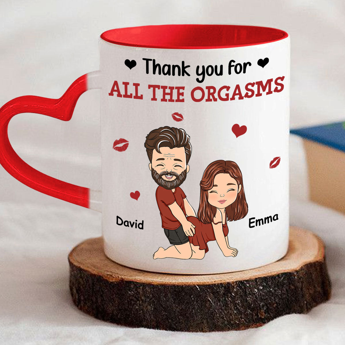 Thanks For All - Personalized Custom Heart Handle Mug